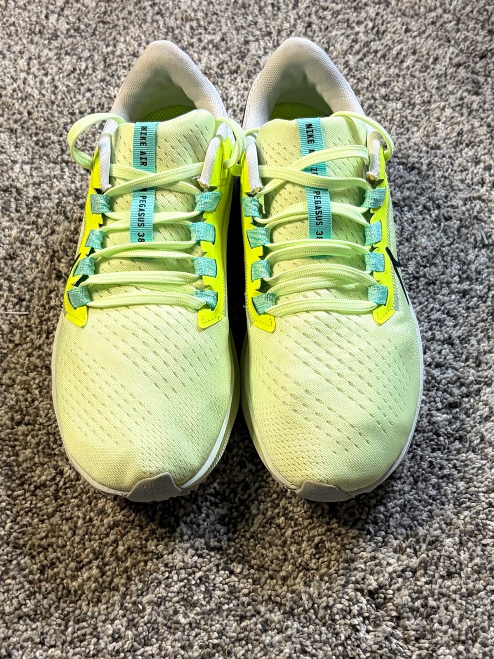 Nike Neon Yellow and Teal Pegasus Running Shoes